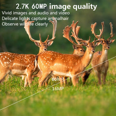 2.7K 60MP Trail Camera Night Vision Waterproof Hunting Camera with 2 Inch Screen for Outdoor Wildlife Monitoring