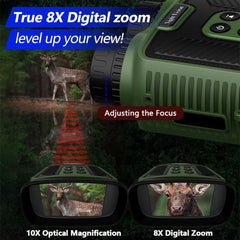 Compact Night Vision Binoculars for Adults with Infrared - Lightweight Digital Camera with 10x Optical Zoom and 2.5K UHD Video Resolution