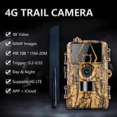 Trail Cam with 8K Video 60MP Images Night Vision Motion Activated Waterproof Wildlife Camera for Hunting Home Surveillance & Security Cameras