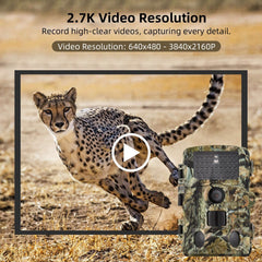 Trail Cameras 2.7K High Clear Hunting Trail Camera Night Vision 120° Wide Angle 0.3S Trigger IP65 Water Resistant Outdoor Wildlife Camera