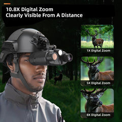 Head-Mounted Night Vision Goggles Full-Color Binoculars with 10X Zoom Large Screen Hands-Free Digital Infrared Telescope for Outdoors