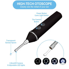 3.9mm HD WIFI Wireless Otoscope IP67 Waterproof LED Ear Camera Endoscope USB Charging Earwax Removal Tools Set