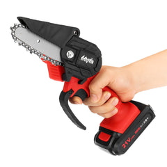 4 Inch Mini Cordless Electric Chain Saw LED One-Hand Saws Woodworking Wood Cutter