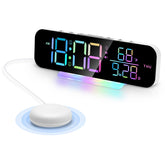 Loud Vibrating Alarm Clock with Bed Shaker for Heavy Sleepers, RGB LED Night Light for Home Decor