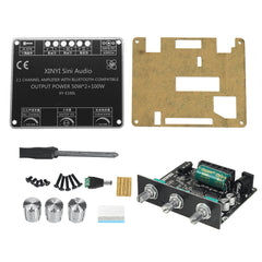 50Wx2+100W 2.1 Channel Bluetooth Audio Power Amplifier Board Module High and Low Tone Subwoofer APP Control E100L DC9-24V