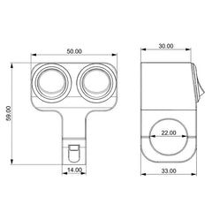 12V 7/8 Inch 22mm Motorcycle Handlebar Double Switch Aluminum Alloy Waterproof Light ON OFF Dual Button Switch