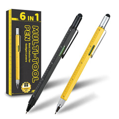 6-in-1 Multitool Pen - Ballpoint, Stylus, Ruler, Screwdrivers, Level - Durable Aluminum, Gift Boxed, Ideal for DIY & Crafts