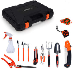 12PCS Heavy Duty Gardening Tools Hand Digging Weeder Rake Shovel Trowel with Storage Organizer