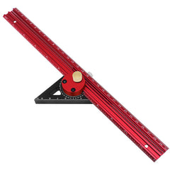Premium Aluminum Carpentry Precision Scribe Ruler - T-Type, Hole Marking, Woodworking Square, 300mm/400mm, Red