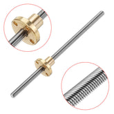 150mm T6 Lead Screw 6mm Thread 1mm Pitch Lead Screw with Flange Copper Nut