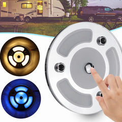 100mm Dimmable LED Reading Light Touch Dimmer Switch Blue+Warm White Day Night Car Roof Lamp for Caravan 10-30V