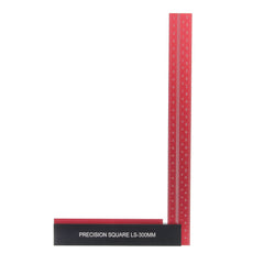 L-Shaped Hole Ruler - Anodized Aluminum, 300mm/12 Inch, Red & Black, Double Scale, 90° Squareness, Precision Measuring Tool