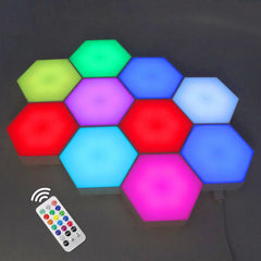 RGB LED Lamp Hexagon Light Touch Sensor RGBW LED Honeycomb Light Colorful Night Light USB with Remote