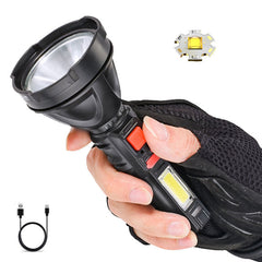 2000lm Long Shoot Strong OSL Flashlight with Rechargeable COB Sidelight USB