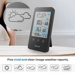 Touch Key Wireless Weather Station - Indoor/Outdoor Temp/Humidity Display with Moon Phase, Calendar, Alarm & Weather Forecast