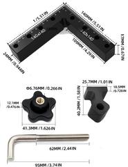 90° Aluminum Alloy Ruler Set - Dual Scale (Imperial & Metric), Durable, User-Friendly, Includes 4 Clamp Sleeves