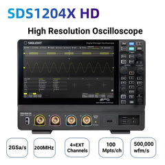 Oscilloscope 200MHz Bandwidth 4 Channels 2GSa/s Sampling Rate 12-bit High Resolution TFT-LCD Touch Screen