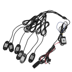 6-in-1 RGB LED Rock Light Fender Underbody Atmosphere Lamp Remote Bluetooth APP