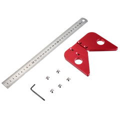 Woodworking Center Scriber Ruler - 45° Angle Measuring Tool, Aluminum Alloy & Stainless Steel, 30cm Length