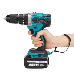 3 In 1 Cordless Electric Impact Drill Driver Brushless Driver Drill Hammer with EU Plug LED Working Light