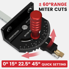 Aluminum Alloy Angle Miter Gauge for Table Saw, 0-60° Precision Settings, Extended Fence 640-1220mm, Durable Woodworking Tool