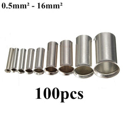 100 Pcs Naked Insulated Tube Terminal Block Cord End Terminal