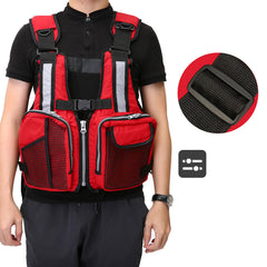 Adult Universal Fishing Life Jacket Sailing Swimming Buoyancy Aid Waistcoat Multi Pocket Reflective Stripe
