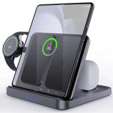 15W Wireless Charging Station, 3-in-1 Fast Charger for Samsung Galaxy Fold, Earphones & Smartwatches, Type C Input, FOD Safe