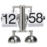 Vintage European Mechanical Flip Clock - Stainless Steel Dual-Foot Desk Clock for Home Decor