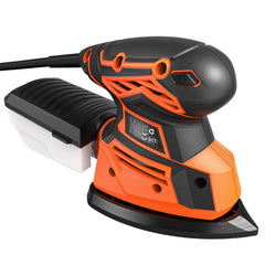 130W Corded Electric Mouse Detail Sander Small Sander with 12Pcs Sandpapers Dust Collection Box Multi-Function Hand Sander