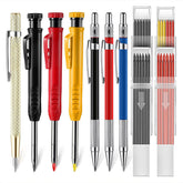 Deep Hole Marker Set with Built-in Sharpener, Carbide Scribe, 3 Colors, Ideal for Woodworking & Metal Marking
