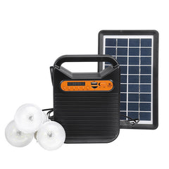 25W Solar Powered System Emergency DC System Light Kit FM Radio Audio USB Card Power Generation With Solar Panel