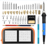 52Pcs 60W Wood Burning Pen Set Stencil Soldering Tips Tools Pyrography Kit