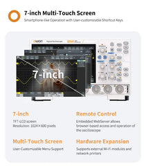 Digital Oscilloscope 2 Channels 1.25GSa/s 12-bit 7-inch Display USB HDM LAN Connectivity