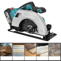 1200W Cordless Brushless Motor 185mm Circular Saw Handsaw with 1/2 18V Li-ion Battery
