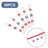 50PCS Solder Seal Wire Connectors Waterproof Heat Shrink Butt Connectors Electrical Wire Terminals Insulated Butt Splices