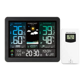 Weather Station Alarm Clock Wireless Indoor Outdoor Thermometer with Atomic Clock Forecast Station with Calendar and Adjustable Backlight