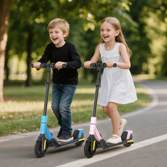 Kids Electric Scooter with LED Lights, 21.6V 2.6AH, 150W Motor, 6 Inch Solid Tires, 10KM/H Top Speed, 8-10KM Range, 70KG Max Load