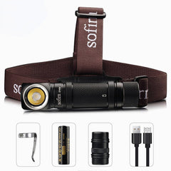 TIR Optics USB Rechargeable LED Headlamp LH351D 1200lm 18650 Headlight 18350 Angle Flashlight with Magnet Tail
