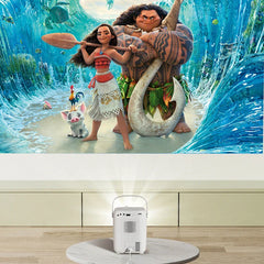 AI Voice Remote Portable Projector 1080P HDR10+ WiFi+BT Low Blue Light Home Theater with Surround Sound & 3D Video Player EU Plug