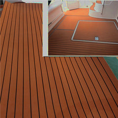 2500x1000x6mm EVA Foam Brown With Black Line Teak Sheet Boat Yacht Synthetic Teak