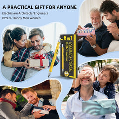6-in-1 Multitool Pen - Ballpoint, Stylus, Ruler, Screwdrivers, Level - Durable Aluminum, Gift Boxed, Ideal for DIY & Crafts