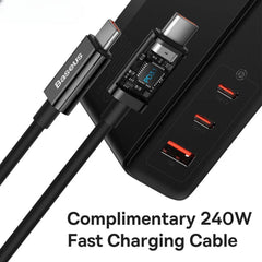 140W USB-C Charger with 2 Ports, EU Plug, Fast Charging, Compact Design for Phones, Tablets, Laptops - Black