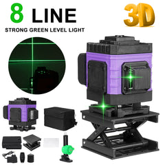 8/12/16 Lines 4D 360 Horizontal Vertical Cross Green Light Laser Level Self-Leveling Measure Super Powerful Laser Beam