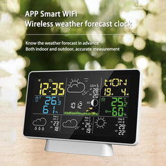 Wifi Wireless Weather Station Alarm Clock With 7.5 Inch Display / Atomic Clock / Weather Forecast / Outdoor Thermometer / Air Pressure / Moon Phase