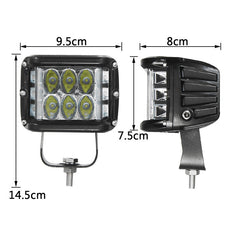 12V 10V-48V LED Work Fog Light Side Shooter Combo Dual Color Driving Offroad SUV Truck