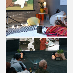 DLP Mini WIFI Projector, Android 9.0, Bluetooth 4.2, 1080P, 150 ANSI Lumens, Built-in Battery, Netflix & YouTube, Outdoor Cinema