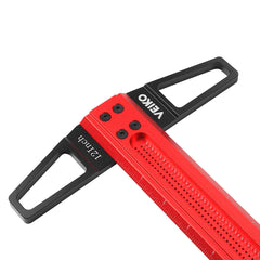 12 to 30 Inch Aluminum Alloy Precision Woodworking Scriber Positioning Marking T Ruler 1/16 Inch Per Hole