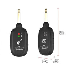 4 Channels Guitar Pickup Wireless System Transmitter Receiver Built-In Rechargeable Lithium Battery + Micro USB Cable