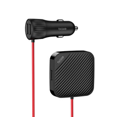 36W 4-Port Passenger Car Charger Fast Charging with 2 USB Ports 1.5M Cable